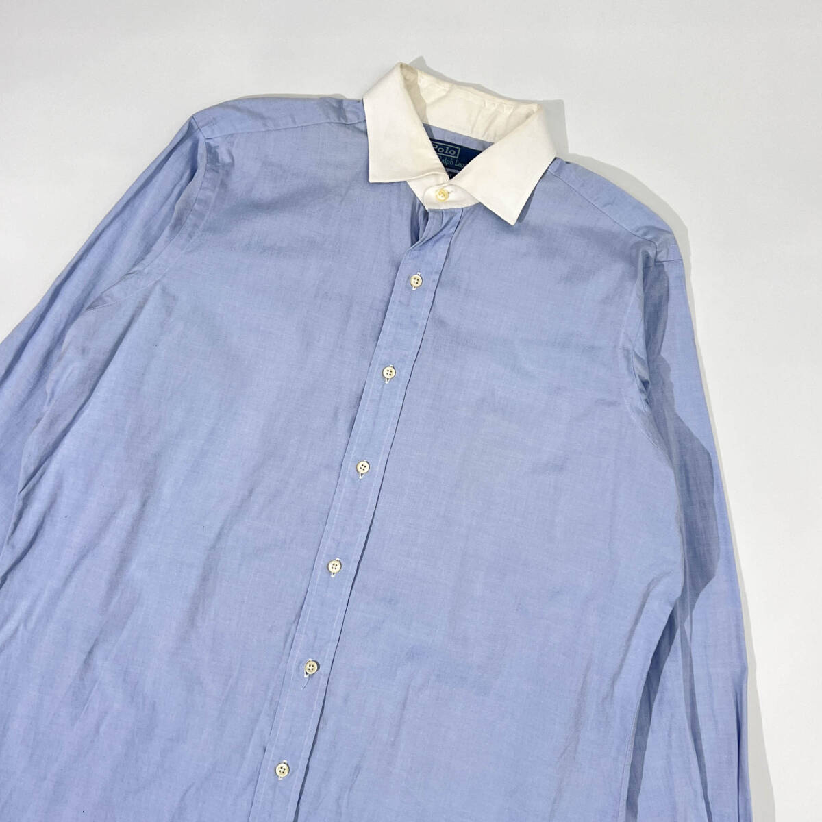 90s 00s Polo by Ralph Lauren ラルフローレン REGENT CLASSIC FIT 長袖 クレリック シャツ 43-86/ブルー メンズ