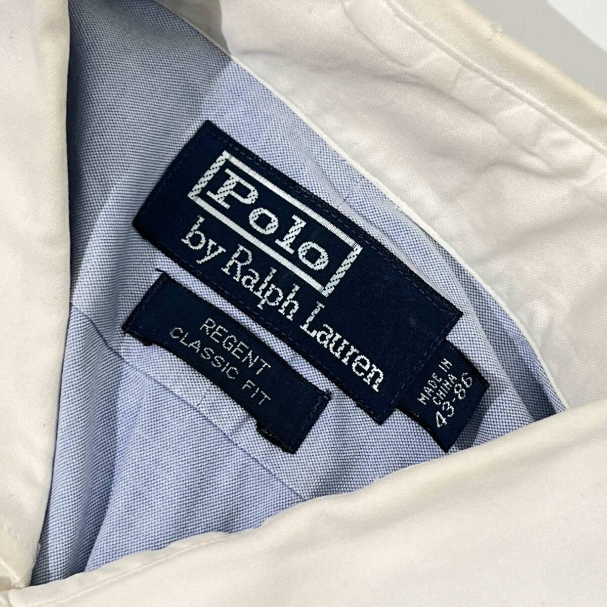90s 00s Polo by Ralph Lauren ラルフローレン REGENT CLASSIC FIT 長袖 クレリック シャツ 43-86/ブルー メンズ