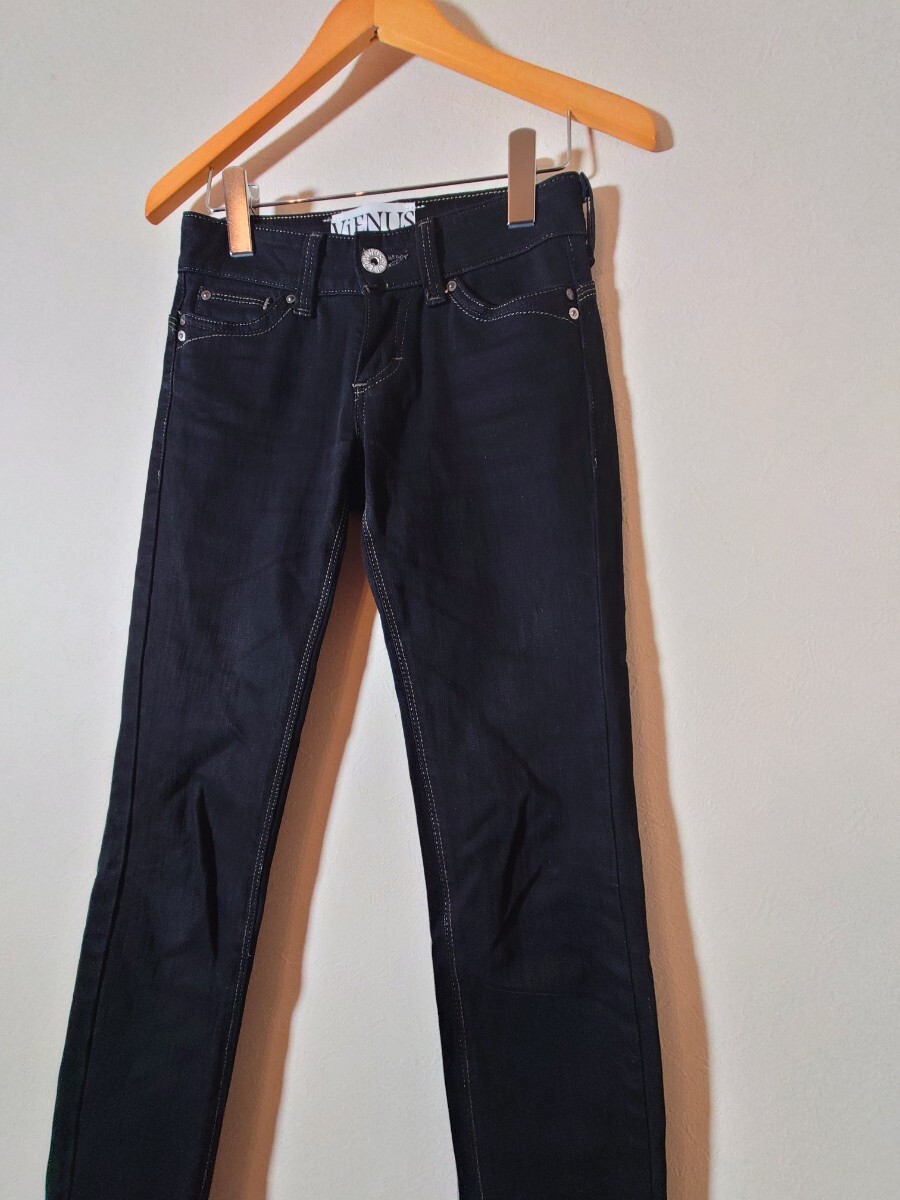 SOMETHING サムシング ブラックスキニーデニムパンツ レディース 24インチ ブラックスキニーデニムパンツ ブラックジーンズ ブラックパンツ