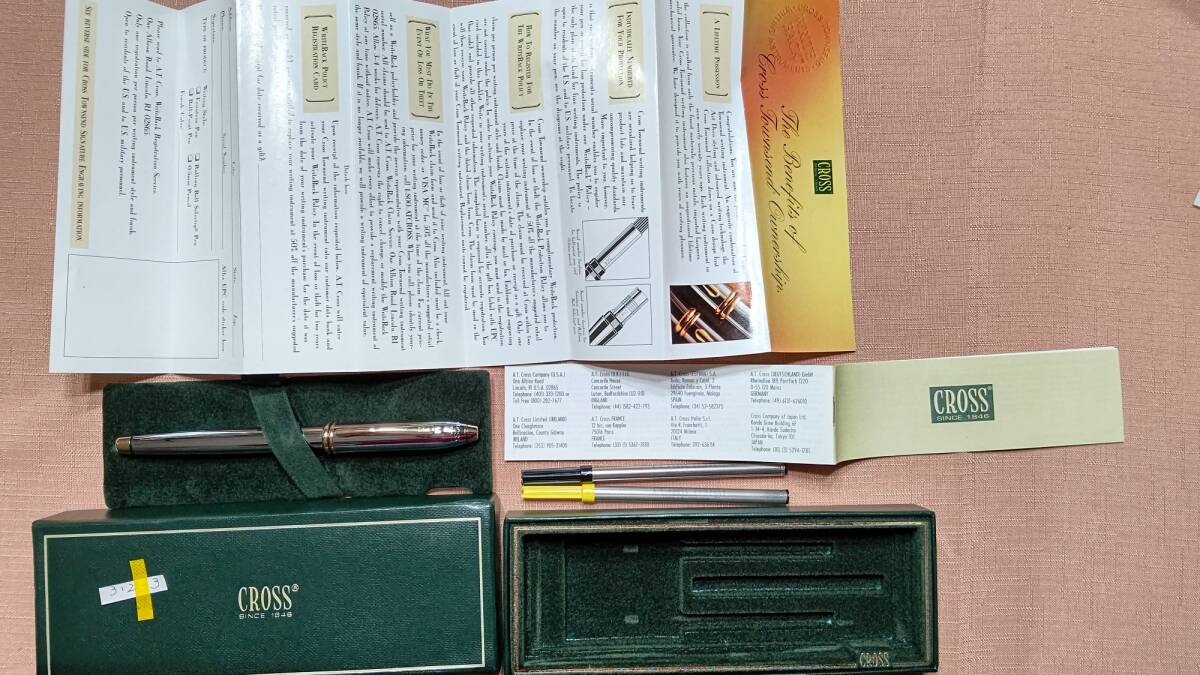 312-3 CROSS クロス タウンゼント メダリスト ボールペン 旧ロゴ筆記体 筆記確認 替え芯1本未使用1本インク切れ ケース入り