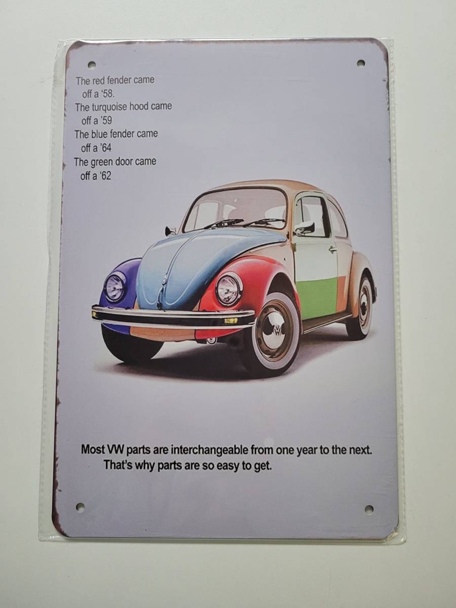 ブリキ看板20×30cm ワーゲンビートル 車 レトロアメリカンガレージ看板 インテリア?アンティーク雑貨★TINサイン★