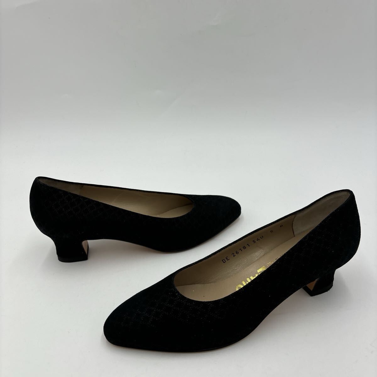 T ＊ 未使用 イタリア制 '高級婦人靴' Salvatore Ferragamo サルヴァトーレフェラガモ 本革 チェック柄 ヒール / パンプス 5B 22cm