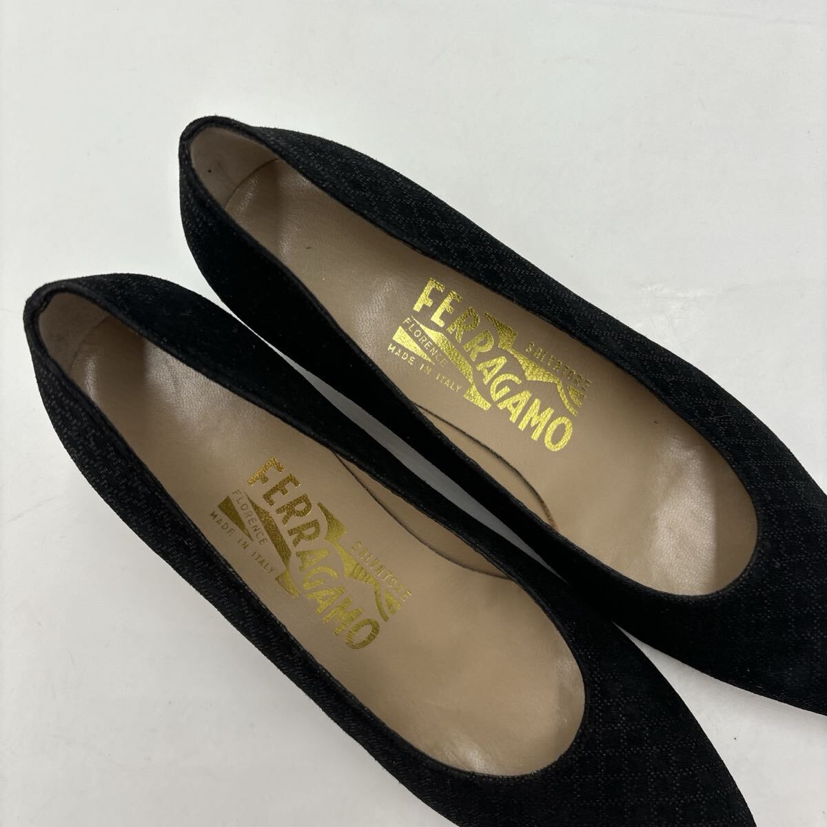 T ＊ 未使用 イタリア制 '高級婦人靴' Salvatore Ferragamo サルヴァトーレフェラガモ 本革 チェック柄 ヒール / パンプス 5B 22cm
