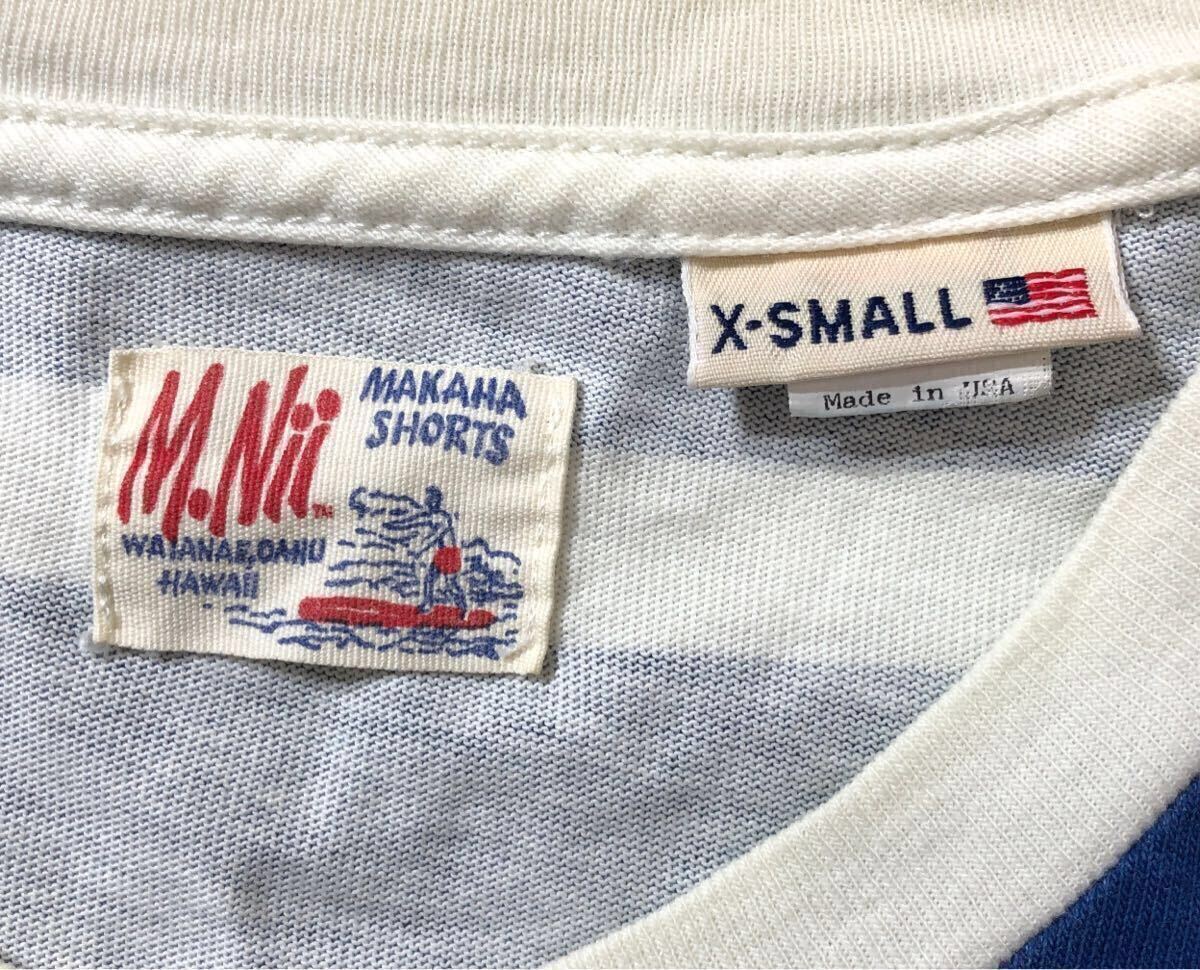 送料無料 USA制 ● M.Nii エムニーイ ● ボーダー柄 半袖 コットン Tシャツ ブルー×ホワイト XS