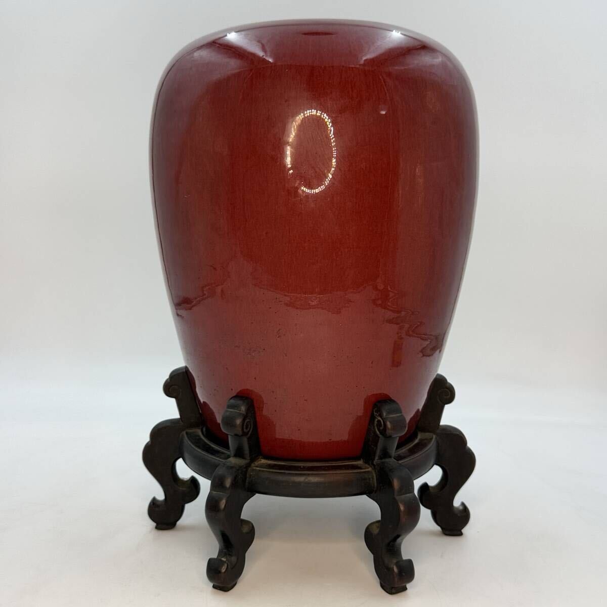 時代物 旧家整理品 清朝期 辰砂釉大花瓶 花入 無傷、古物保証