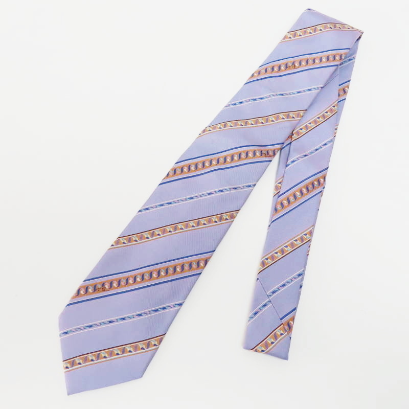 M03-k053 EMILIO PUCCI エミリオプッチ デザイン柄 シルク ネクタイ パープル