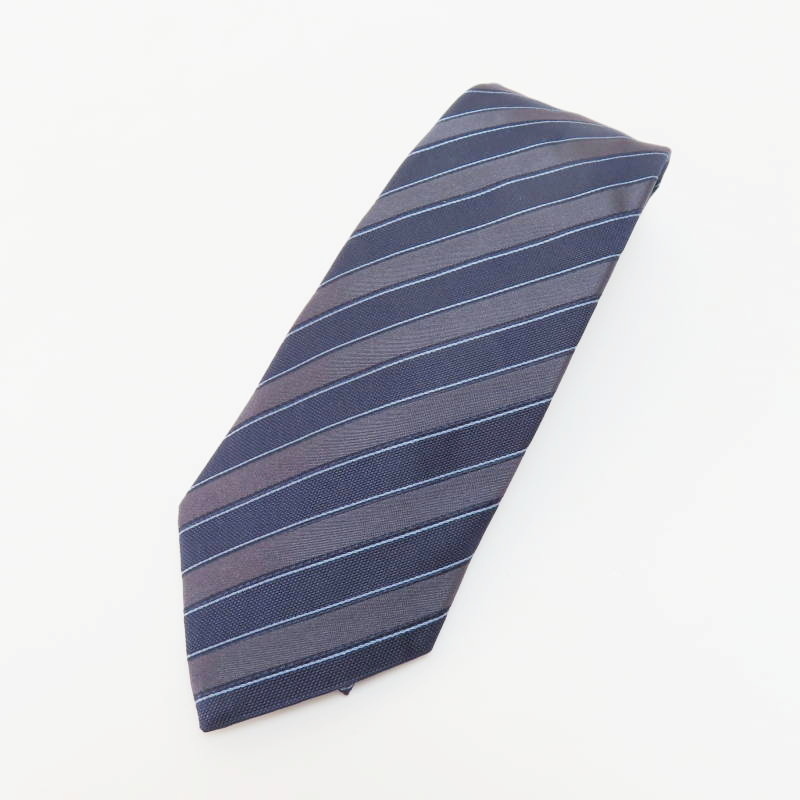 M03-k060 ARMANI COLLEZIONI アルマーニコレッツォーニ ストライプ シルク ネクタイ グレー