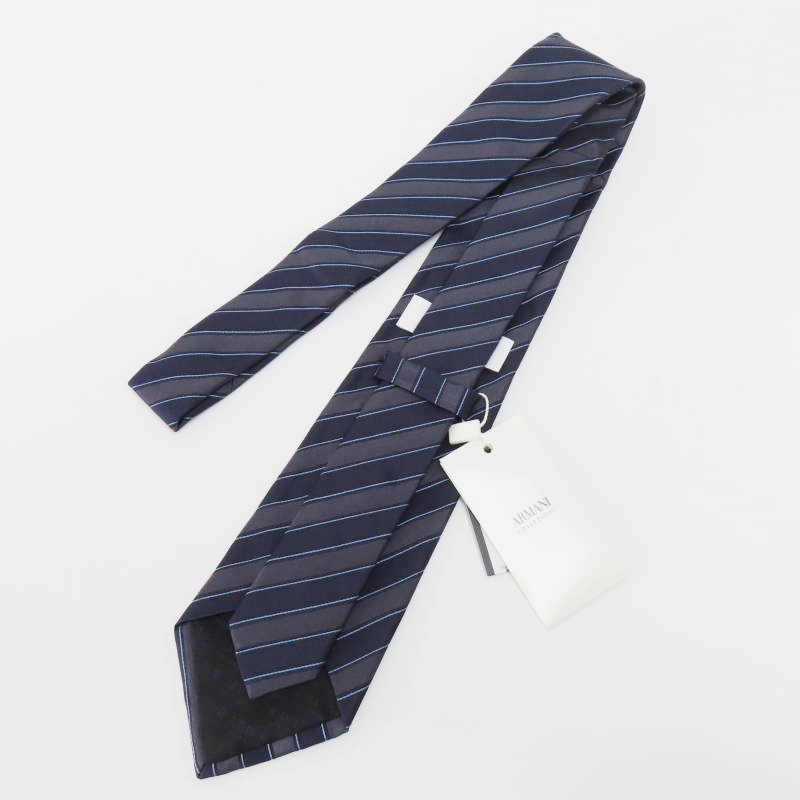 M03-k060 ARMANI COLLEZIONI アルマーニコレッツォーニ ストライプ シルク ネクタイ グレー