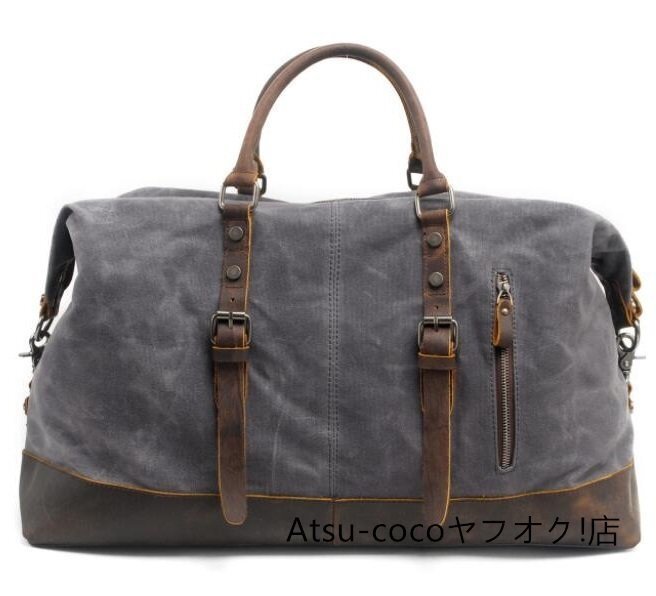 上品メンズバッグ トートバッグ 2WAY　ショルダー　牛革　キャンバス 旅行　 大容量多機(jī)能 防水　耐久　A4　カーキ