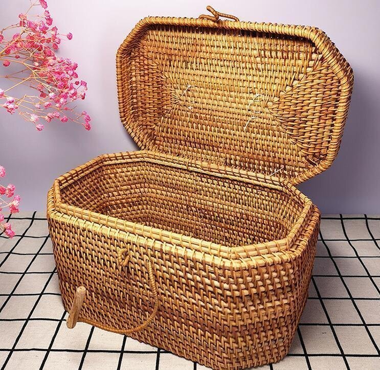 収納ボックス /旅行用の茶籠/茶器入れ /茶道具 /藤編細工籠/収納する 手作り