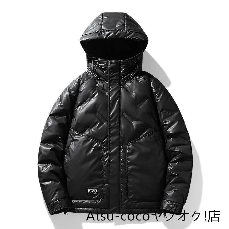 XL グレー ダウンジャケット ダウンコート メンズ ビッグポケット 光沢 大きい おしゃれき 防寒 ブルゾン