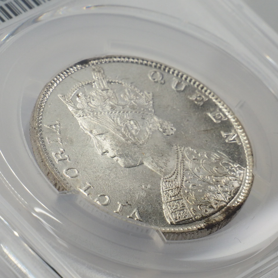 1円スタート】1862(CorB) 英領インド 1ルピー 銀貨 MS62 PCGS 1円スタート】1862(CorB) 英領インド 1ルピー 銀貨 MS62 PCGS