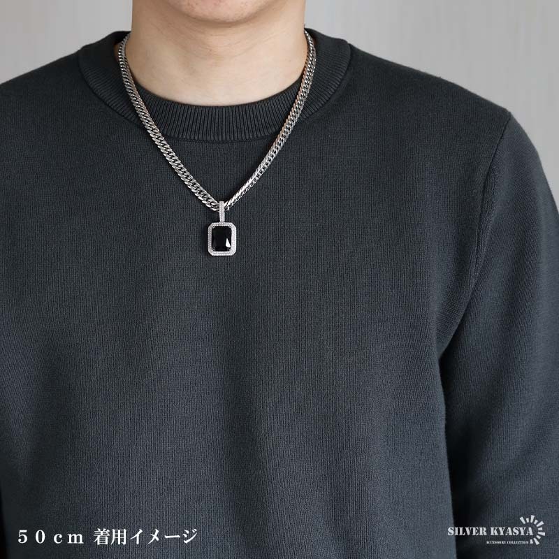 (グリーン、60cm) ステンレス ストーンネックレス ブリンブリン 大粒 ごつめネックレス ダブル喜平ネックレス メンズ