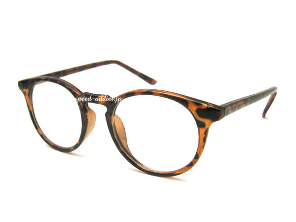 FLAT LENS BOSTON SUNGLASS べっ甲 × CLEAR/デミ鼈甲べっこうフレームフラットレンズボストンサングラス伊達眼鏡メガネめがねトレンド流行