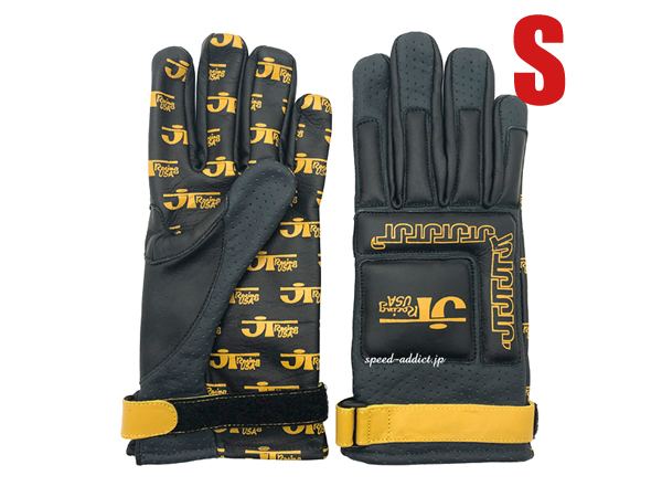 JT Racing USA VINTAGE RACING GLOVEBLACK × YELLOW S/レーシンググローブvmxビンテージモトクロスロゴ舊車サーキットオフロードバイク用