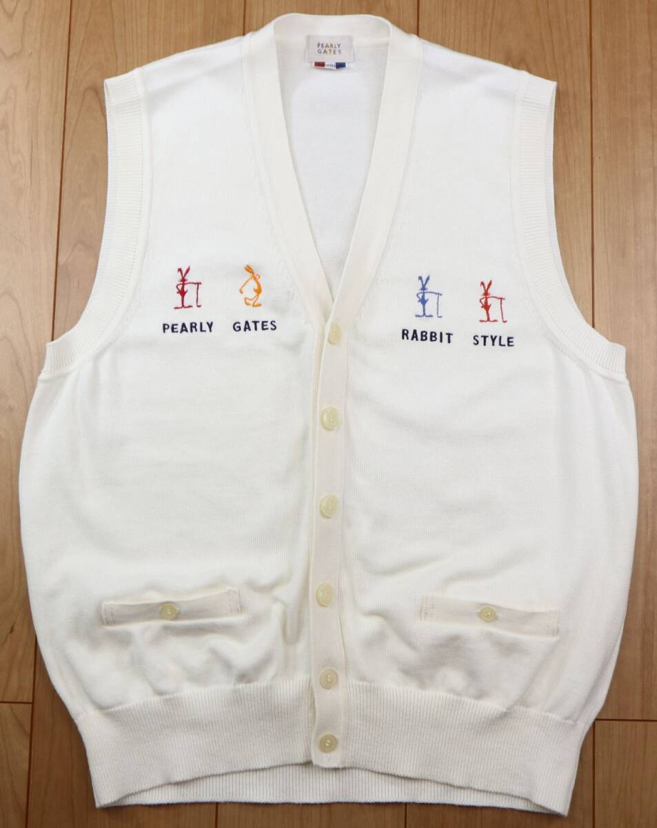 美品★正規★PEARLY GATES パーリーゲイツ　コットンニットベスト/Mサイズ_画像1