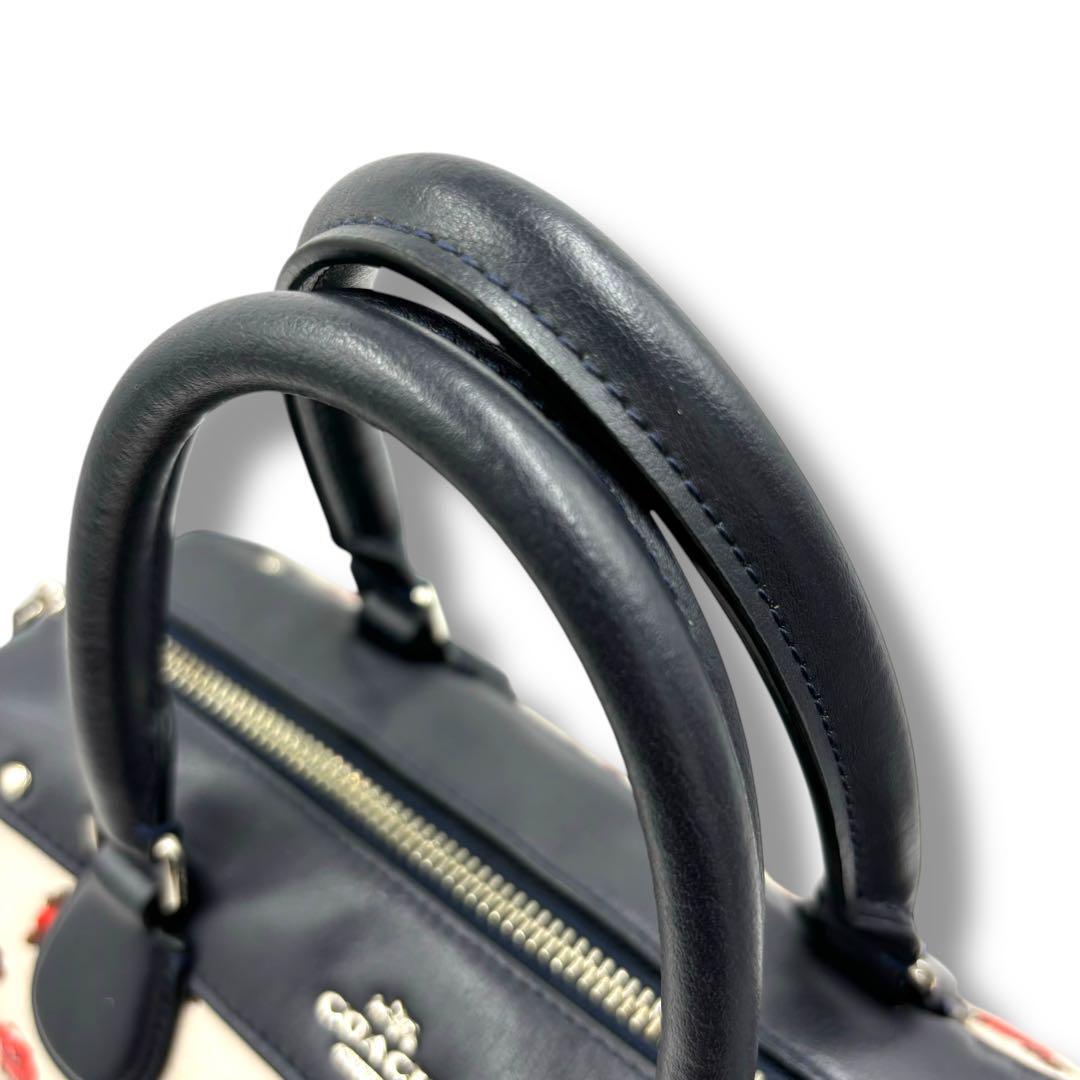 極美品 COACH コーチ ボストンバッグ ミニ レザー 花柄 PVC