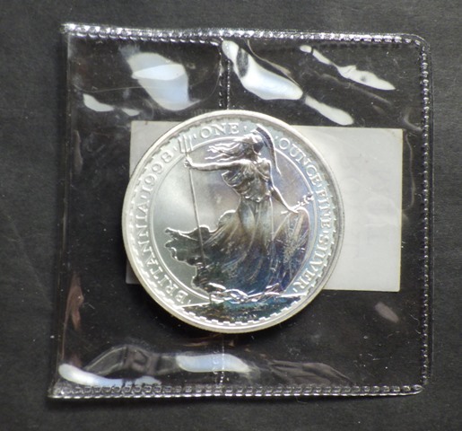 1998年イギリスブリタニア2ポンド銀貨 未使用、純銀 1オンスの