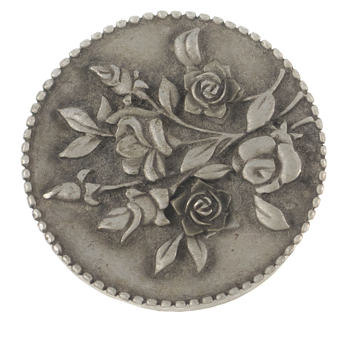 A10455◆◆ バラの花 ラウンドシェイプ フラワーモチーフ ピアス ピューター製 ◆ ヴィンテージブローチ ◆