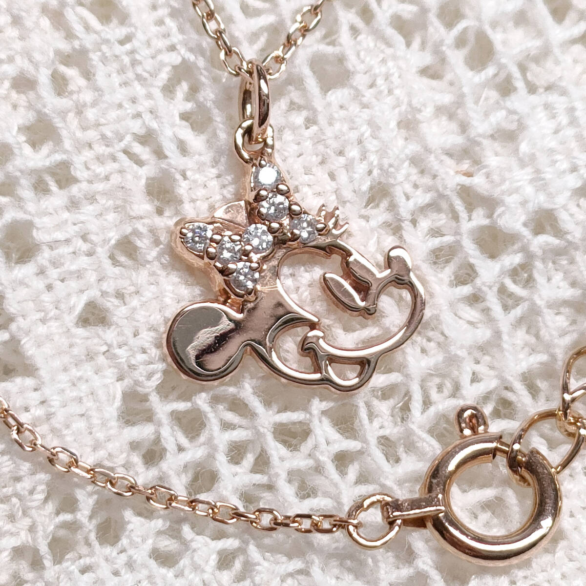 K10 【4℃】 ディズニーコラボ ミニー ネックレス ダイヤモンド K10 【4℃】 ディズニーコラボ ミニー ネックレス ダイヤモンド