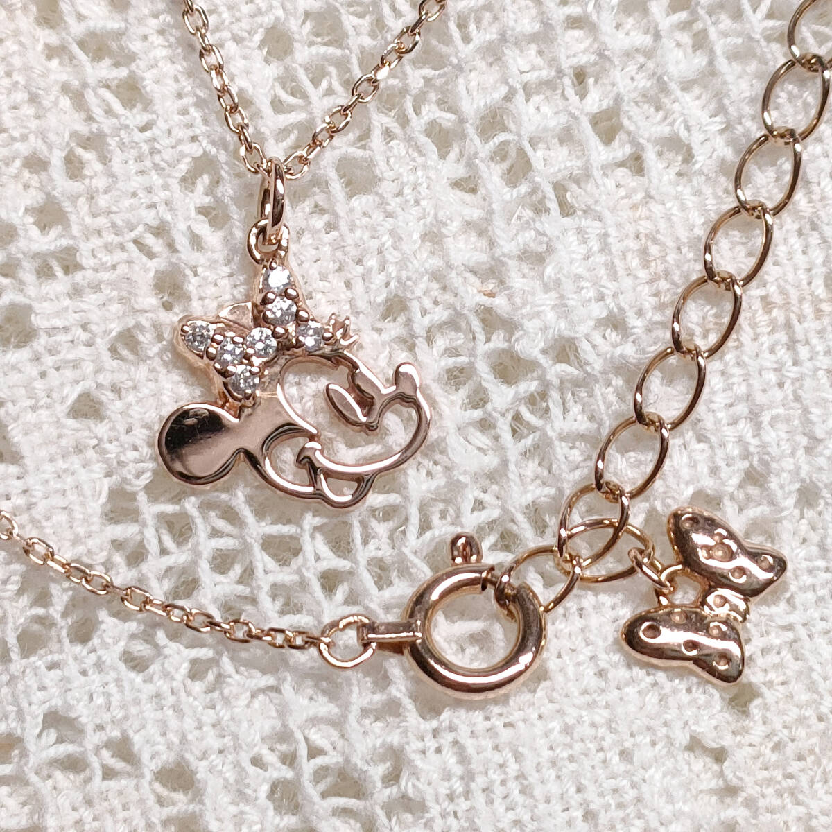 K10 【4℃】 ディズニーコラボ ミニー ネックレス ダイヤモンド K10 【4℃】 ディズニーコラボ ミニー ネックレス ダイヤモンド