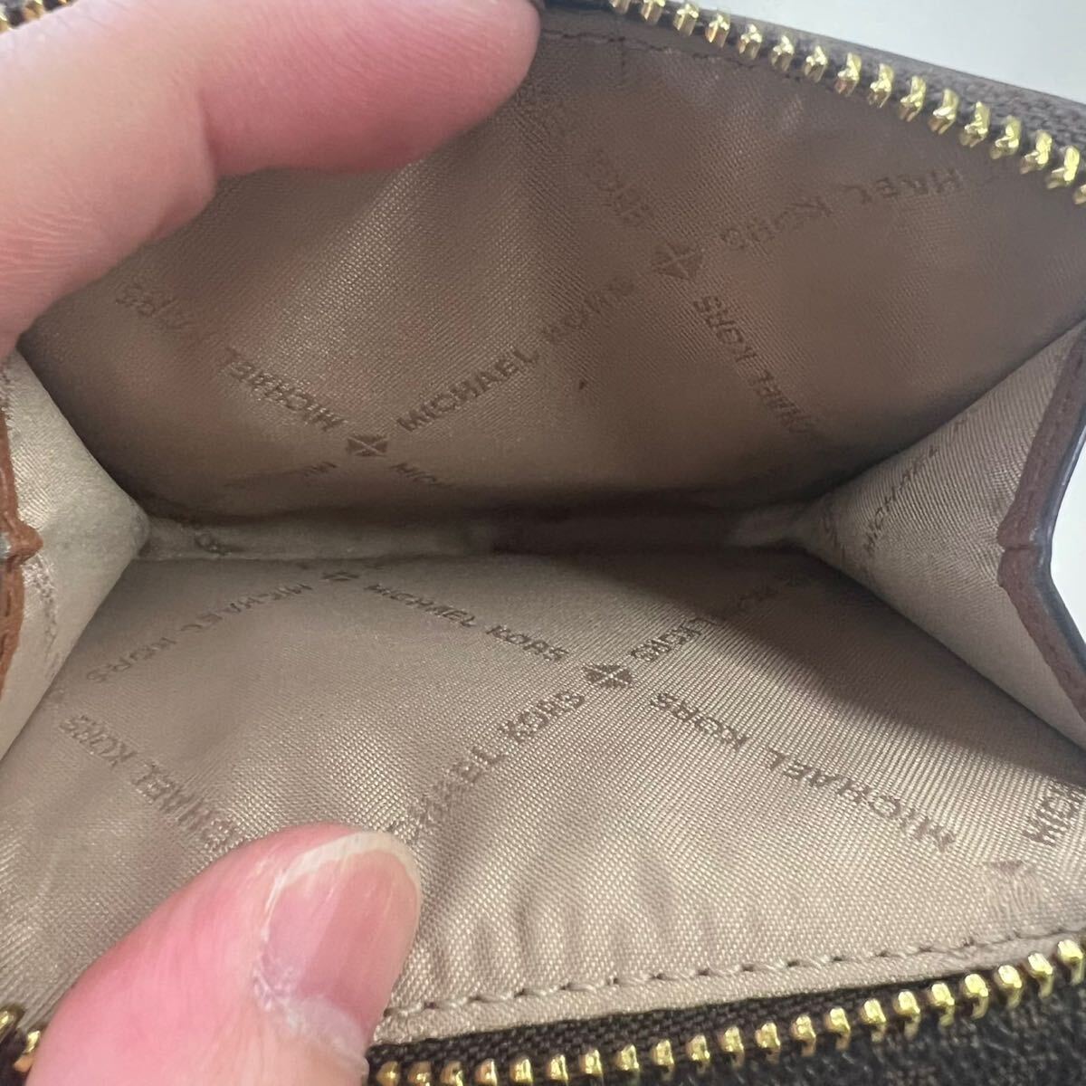 MICHAEL KORS モノグラム柄 レザー 三つ折り財布 ミニ財布