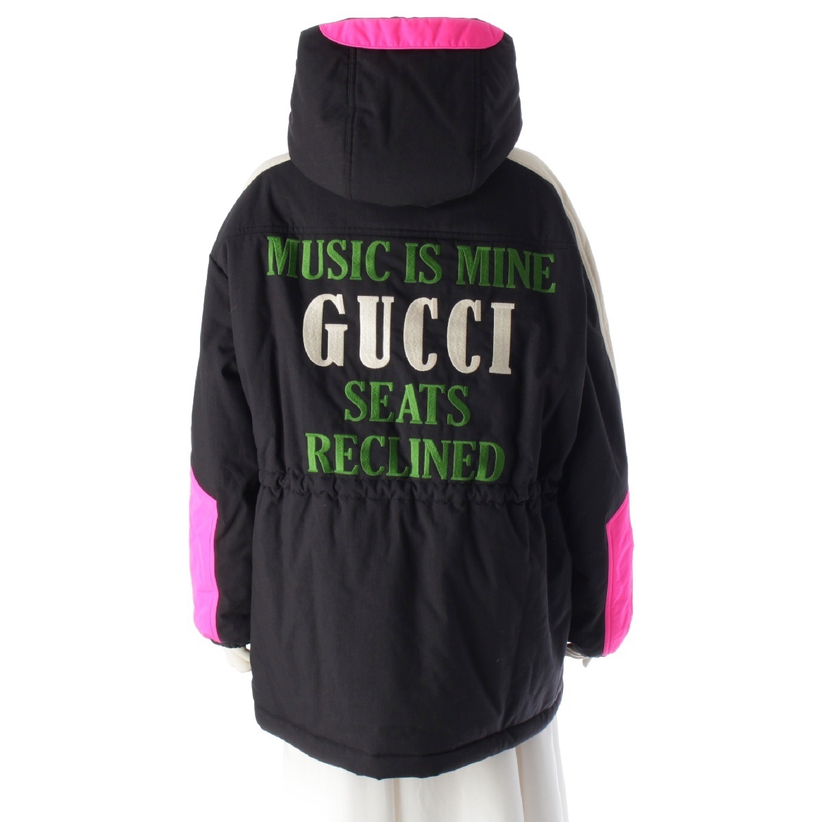 グッチ　Music Is Mine ロゴ フーデッド ダウンジャケット 676412 ブラック