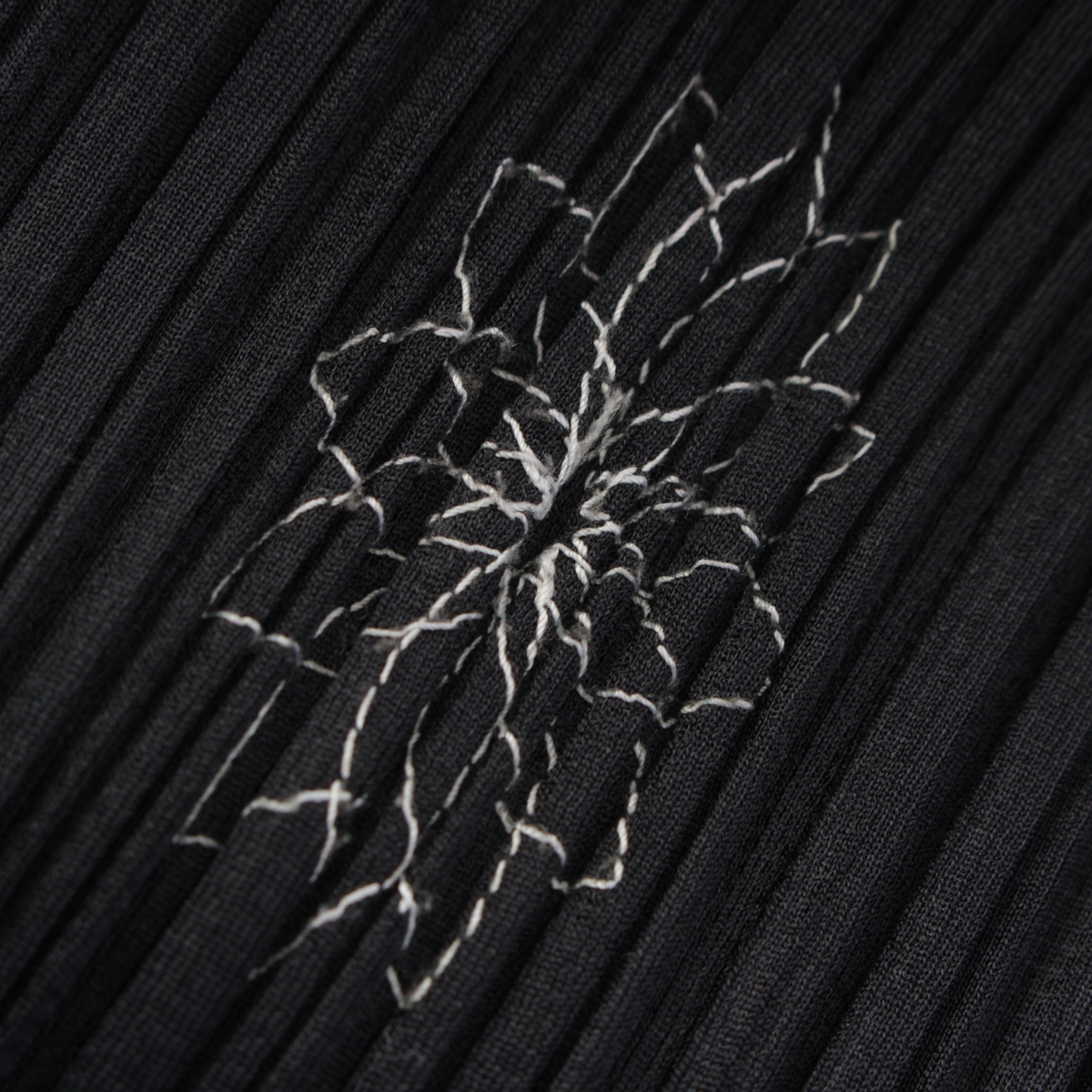 プリーツプリーズ イッセイミヤケ 花柄刺繍 フラワー エンブロイダリー 長(zhǎng)袖シャツ PP51-JJ887 ブラック 3【中古】