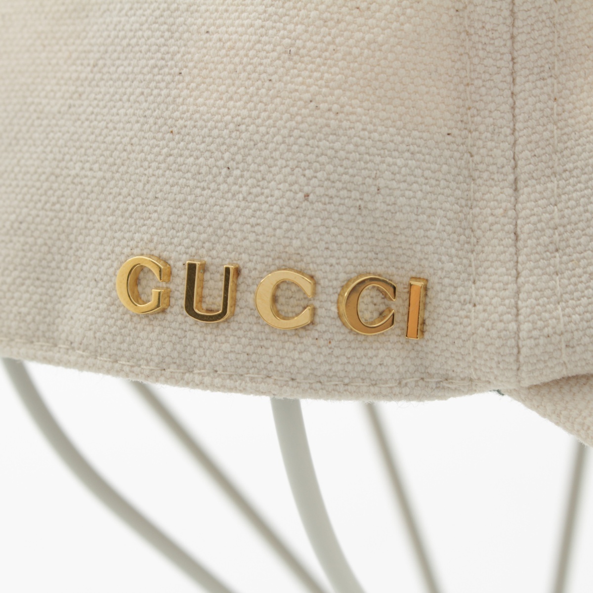グッチ 24年 シェリー コットンキャンバス サイドロゴ ベースボール キャップ 792386 アイボリー L【中古】