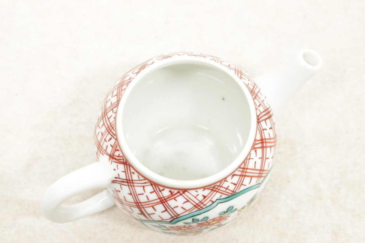 □美品□ 京焼 平安 春峰 赤絵 後手 金彩 花鳥文 急須 煎茶道具