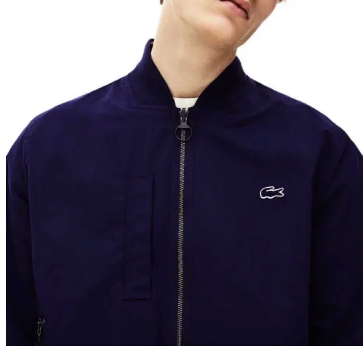 Lacoste Texturized Bomber リバーシブル　Jacket ブルゾン MA-1 ジップアップ フライトジャケット L ネイビー