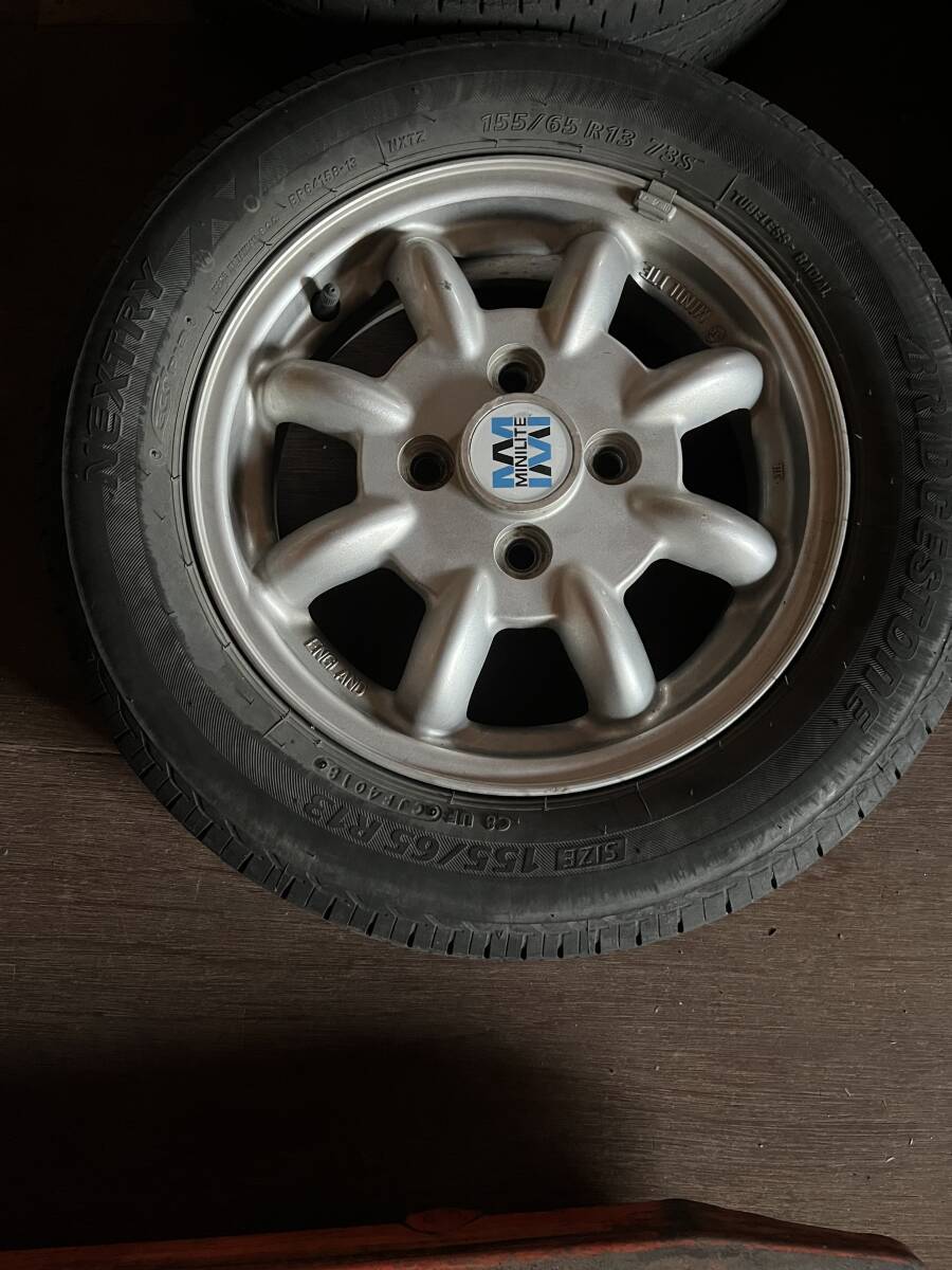 MINILITE　ミニライト　アルミホイール　4本セット　タイヤ付き　155/65R13（ENASAVE　EC204）１３×４．００B