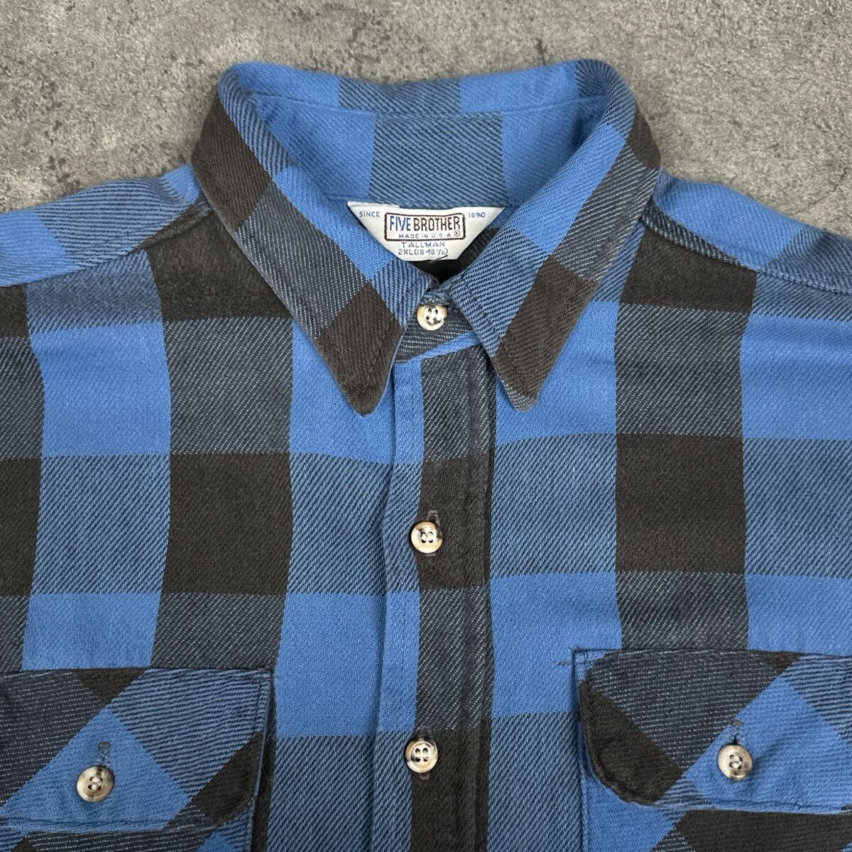 70s～80s FIVE BROTHER USA ヘビネル XL(実寸L) FIVE BROTHER 70s 80s USA製 XL ヘビーネル シャツ