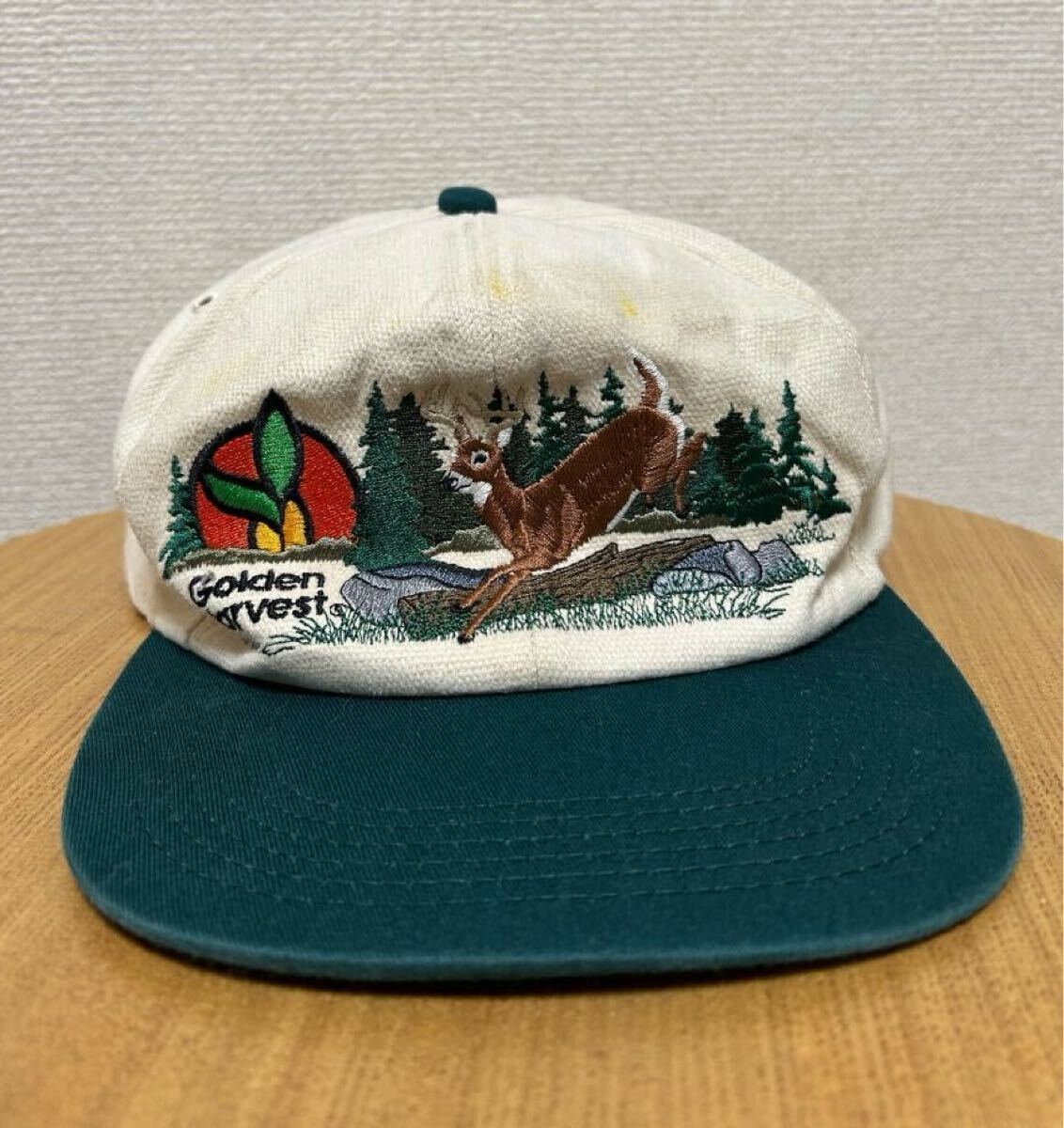 80's USAヴィンテージ K Products Golden Harvest Cap Trucker 帽子 刺繍 USA製/企業トラッカー キャップ 2トーン _画像1