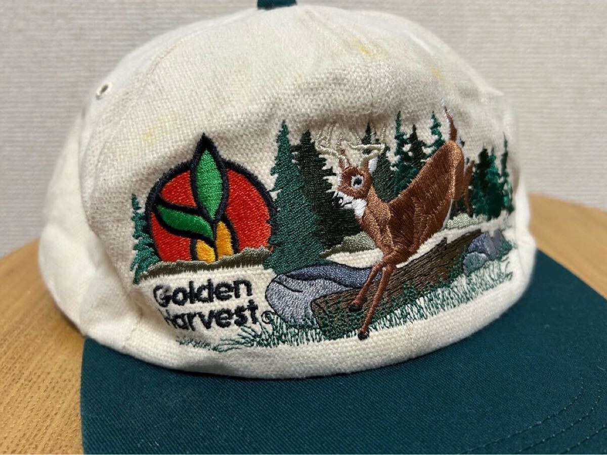 80's USAヴィンテージ K Products Golden Harvest Cap Trucker 帽子 刺繍 USA製/企業トラッカー キャップ 2トーン _画像7