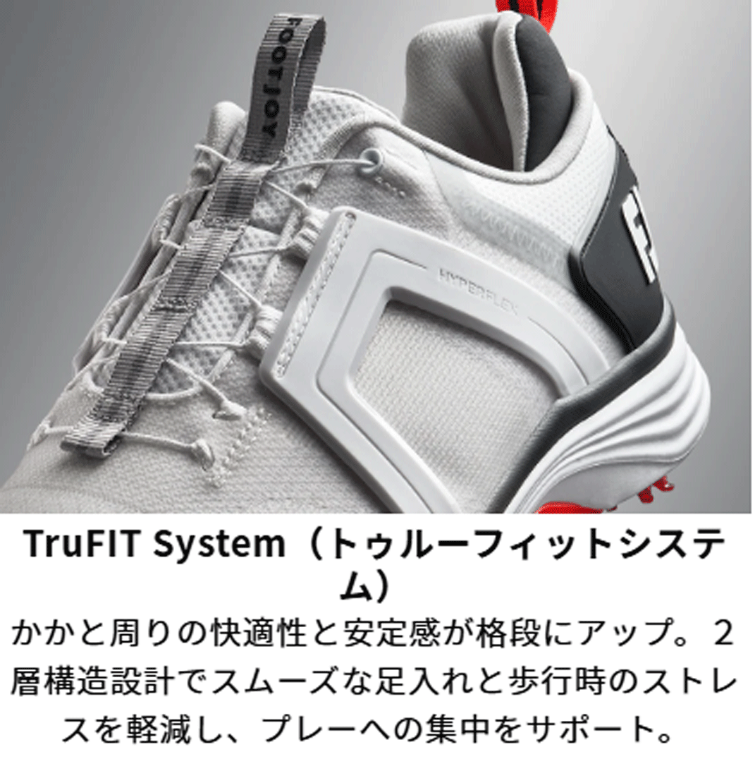 新品■フットジョイ■ハイパーフレックス ボア スパイク■#55478■グレー／ホワイト■26.5CM■WIDE:EEE■ツアーレベルの安定性 快適性■