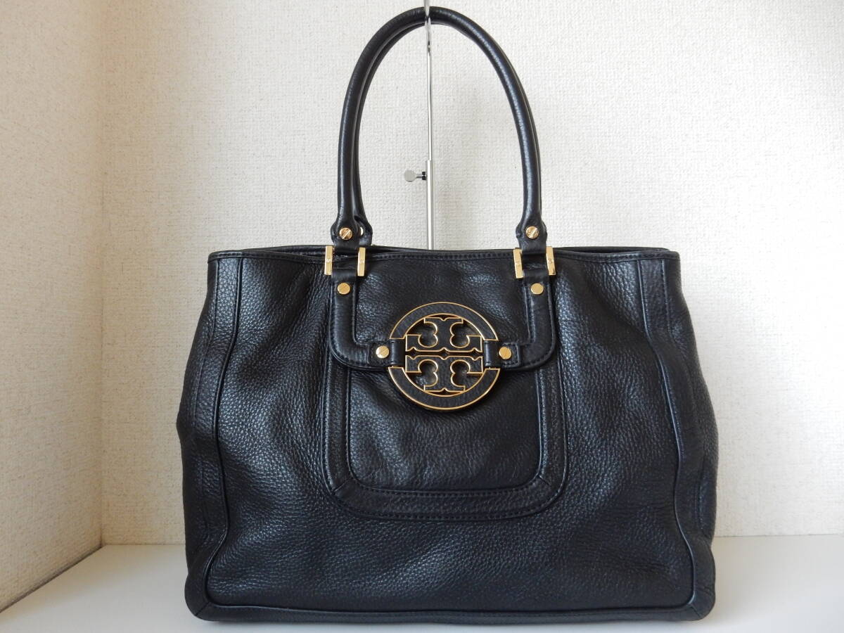 本革☆TORY BURCH(トリーバーチ)☆A(yù)4対応☆5ポケット☆肩掛けO(jiān)K☆トートバッグ　ブラック(保存袋付き)