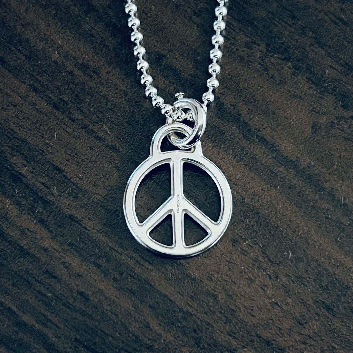 OLD TIFFANY オールド ティファニー ピース サイン ラージ チャーム ネックレス シルバー ヴィンテージVINTAGEビンテージ マーク シンボル