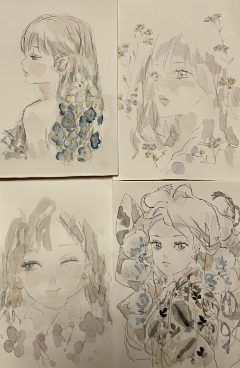 原画8枚組 手描きイラスト 女の子 オリジナル 鉛筆画 原画 原画8枚組 手描きイラスト 女の子 オリジナル 鉛筆画 原画