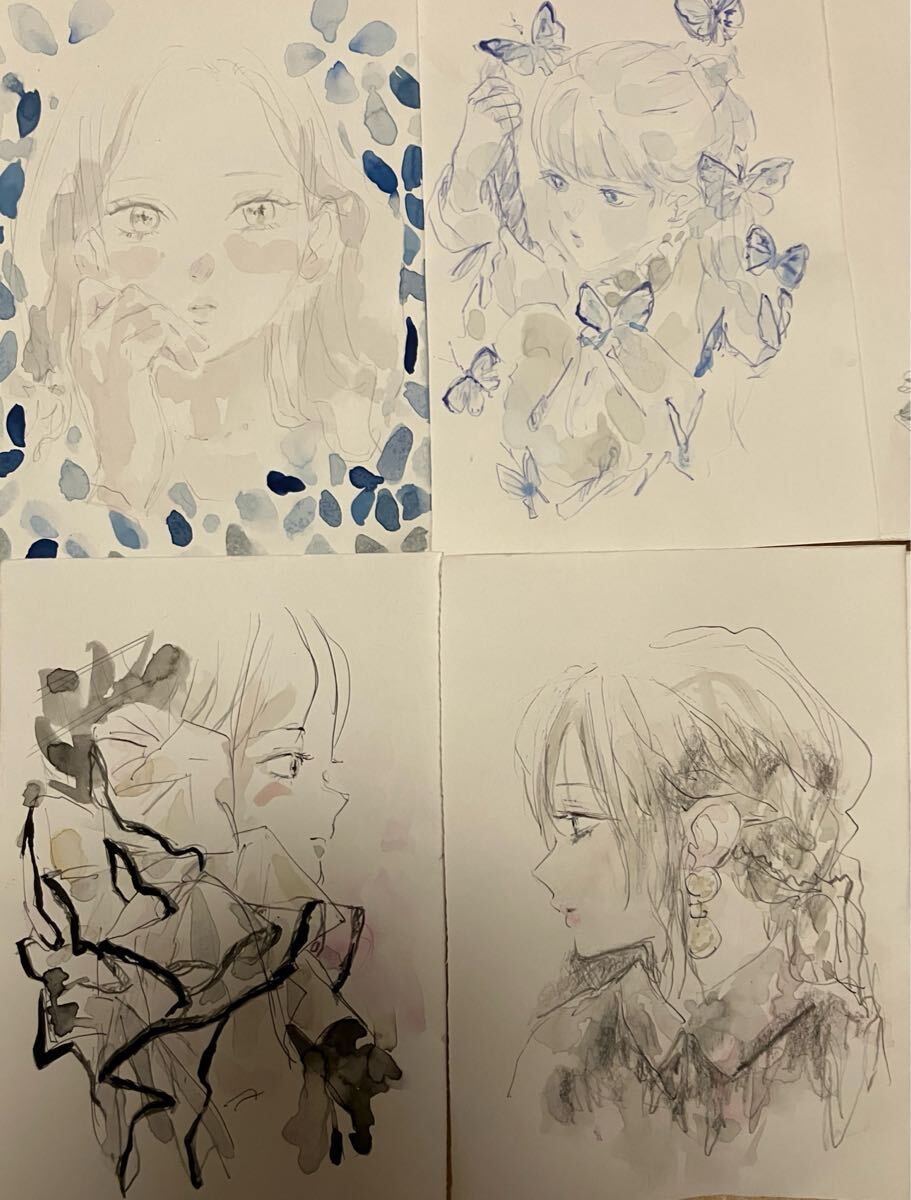 原画8枚組 手描きイラスト 女の子 オリジナル 鉛筆画 原画 原画8枚組 手描きイラスト 女の子 オリジナル 鉛筆画 原画