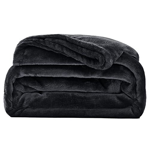 Deconovo 毛布 ひざ掛け 夏用 ハーフケット ブランケット 180x200cm ダブル ブラック シングル 柔らかい 静電防止 寒さ対策 おしゃれ_画像1