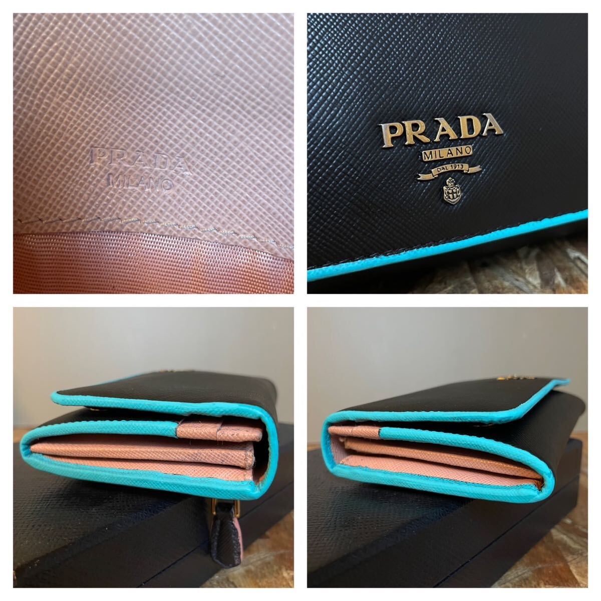 一円 美品 PRADA プラダ サフィアーノレザー ブラック 長財布 一円 美品 PRADA プラダ サフィアーノレザー ブラック 長財布
