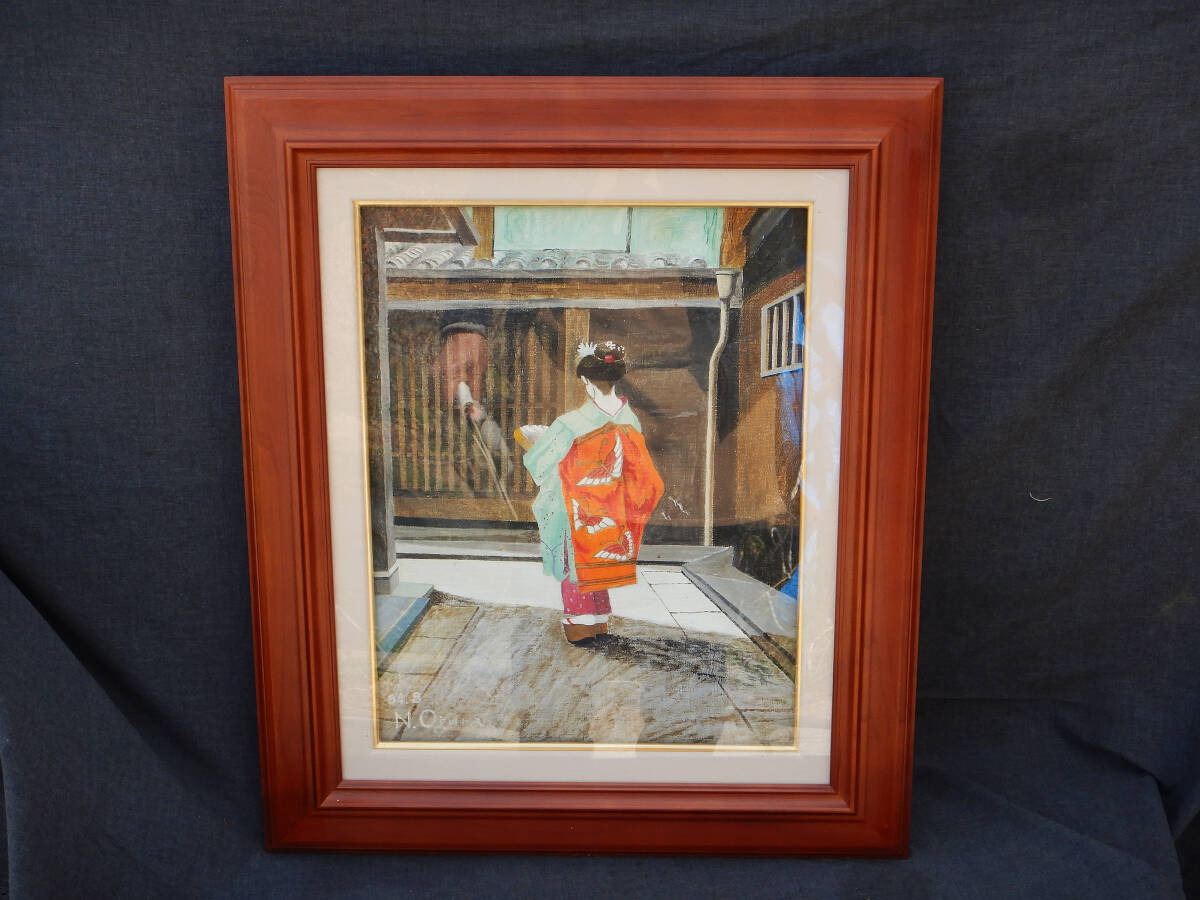 油絵 油彩画 油絵画 風景画 京都の街並み 舞子「後姿の舞妓」真 油絵 油彩画 油絵画 風景画 京都の街並み 舞子「後姿の舞妓」真