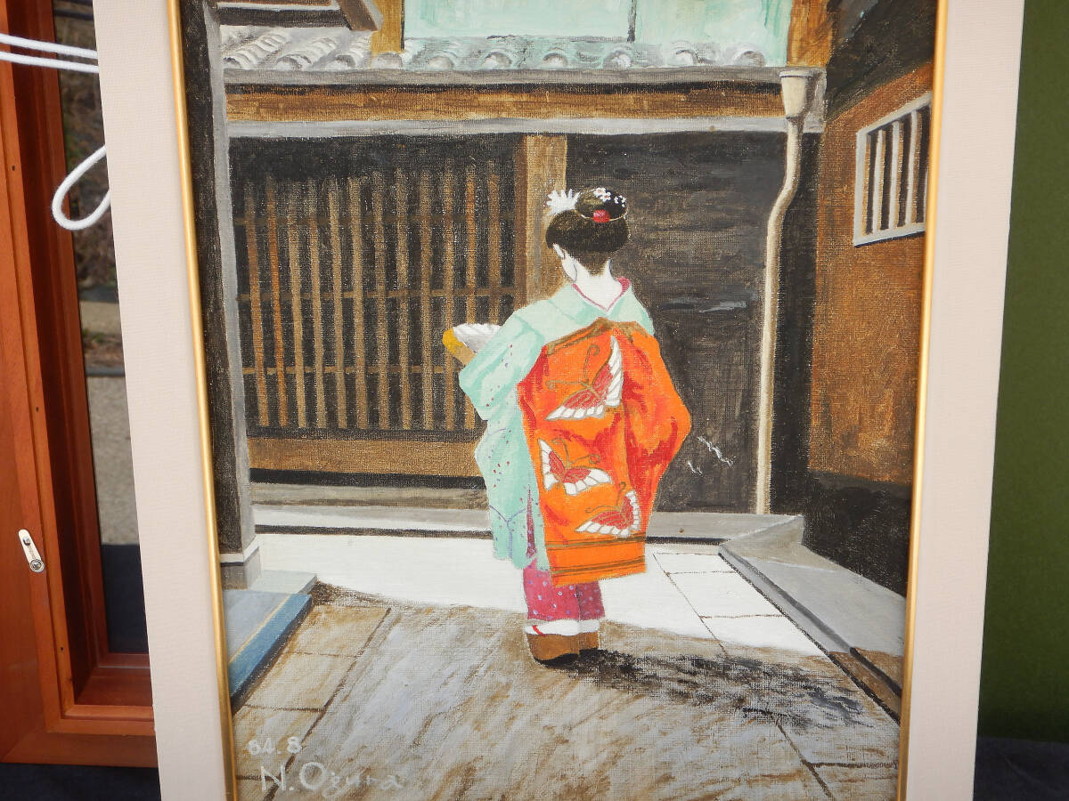 油絵 油彩画 油絵画 風景画 京都の街並み 舞子「後姿の舞妓」真 油絵 油彩画 油絵画 風景画 京都の街並み 舞子「後姿の舞妓」真