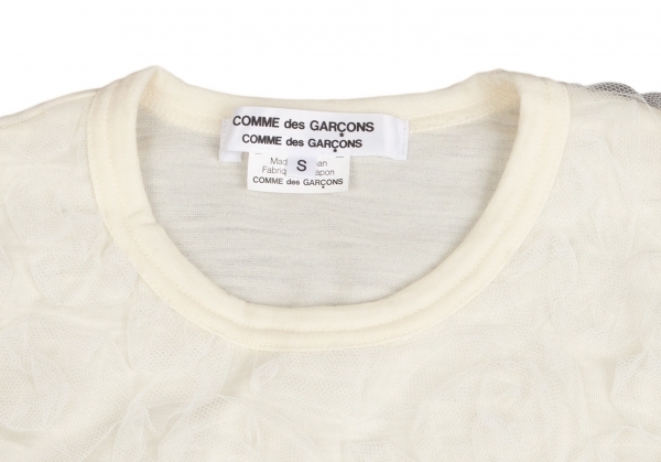 コムコム コムデギャルソンCOMME des GARCONS チュールフラワーカットソークリームS