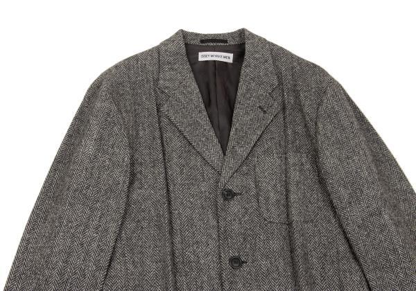 イッセイミヤケ メンISSEY MIYAKE MEN ハリスツィードヘリンボーンプリーツデザインセットアップ グレーXL位 XL
