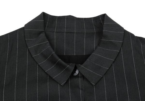 イッセイミヤケ ハートISSEY MIYAKE HaaT ストライプステンカラーショートジャケット チャコールM