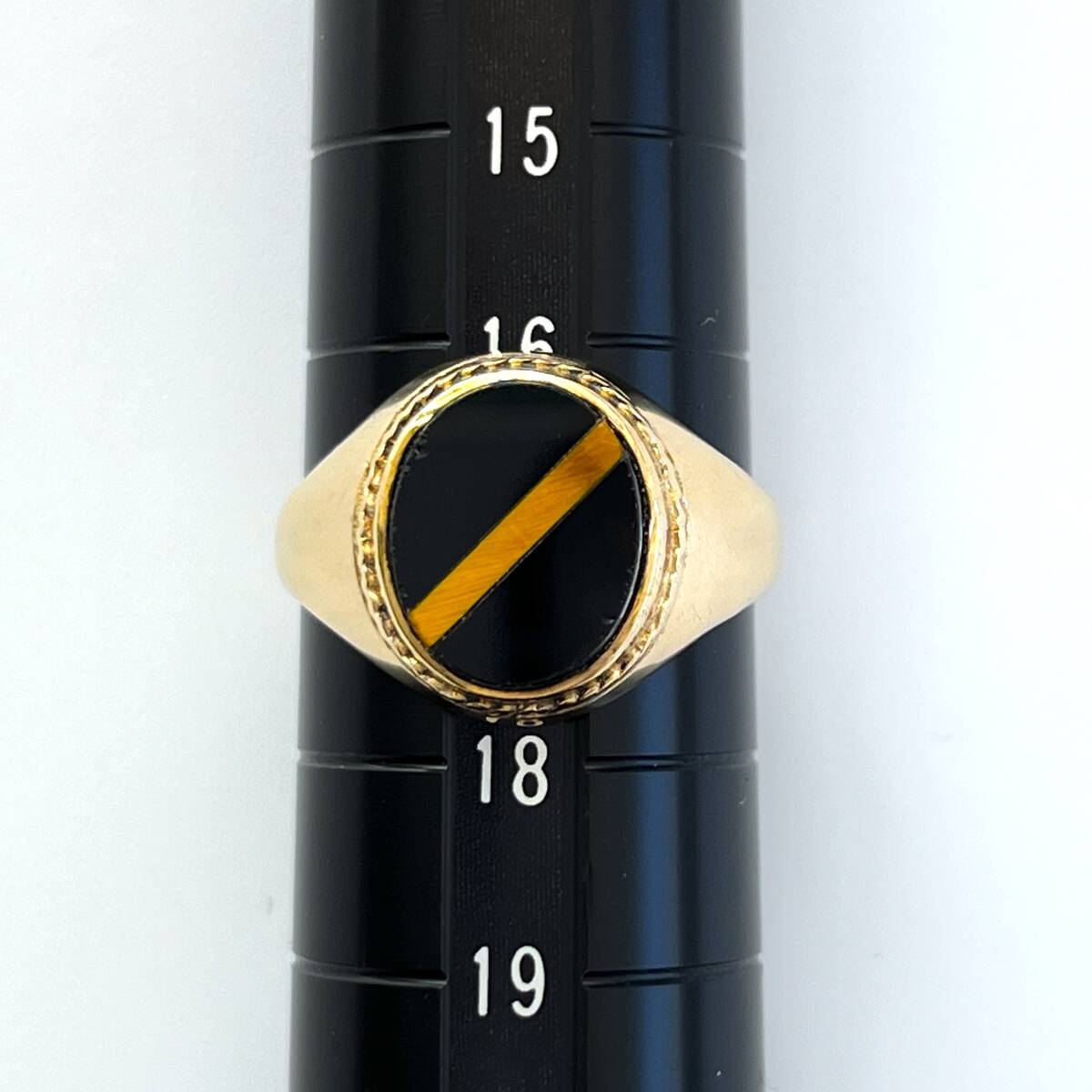 シグネットリング ９金 Gold ゴールド 375 9ct オニキス 英国 イギリス製 MADE IN UK 17号 3.8g 1987年