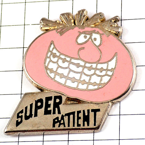 ピンバッジ・歯の矯正歯医者さんスーパーすごい患者さん DENTISTE SUPER-PATIENT FRANCE◆フランス限定ピンズ_画像1