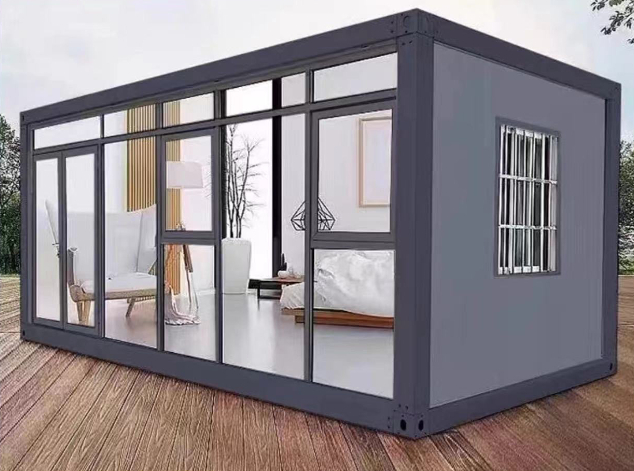 ガラスドア2階建新品 ユニットハウス プレハブ野外プレハブハウス ガラス付きで事務(wù)所別荘 ，ショールーム応接室、ショップモバイルハウス